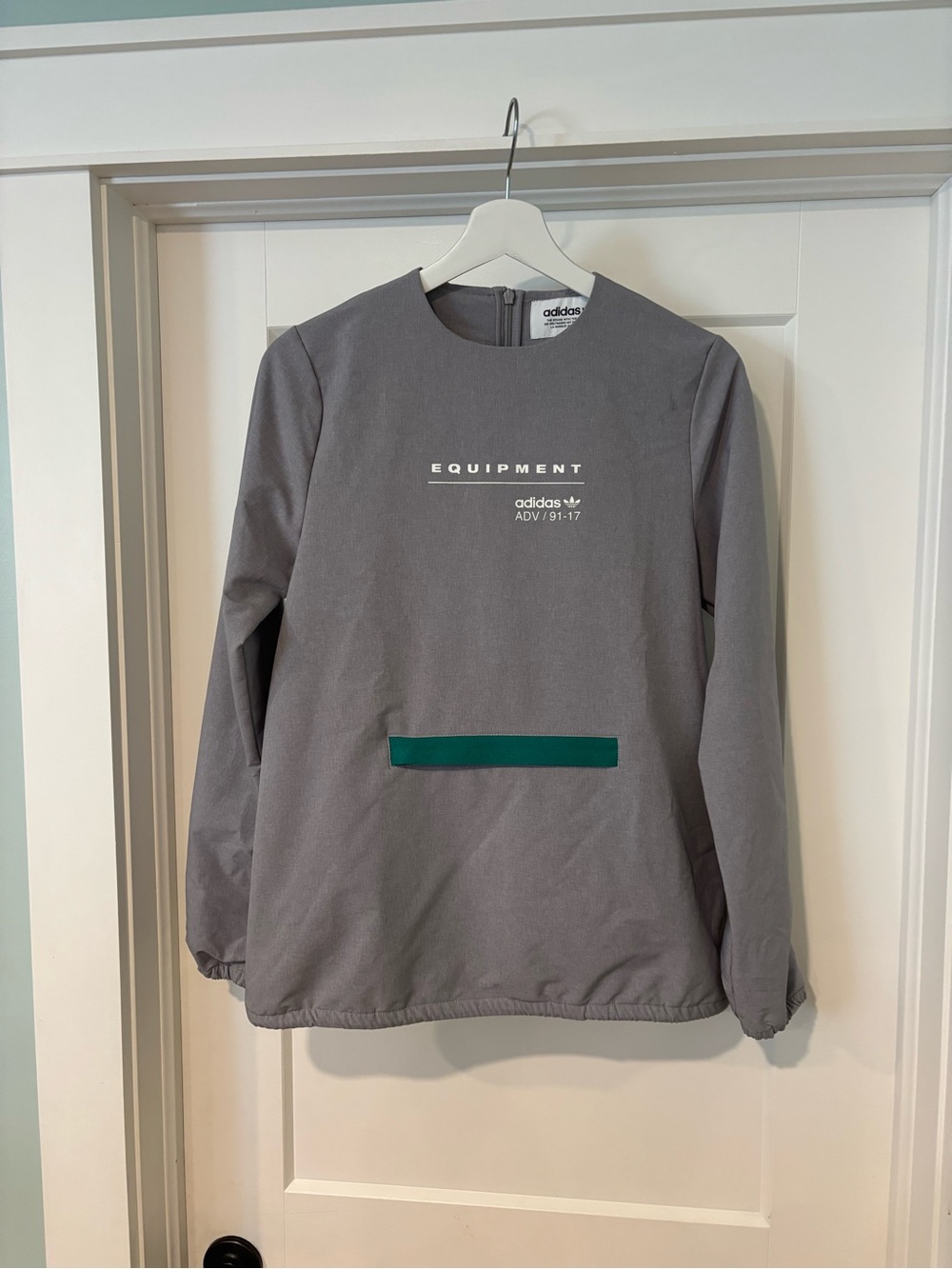 Adidas Gray Crew Pullover with Green Accent